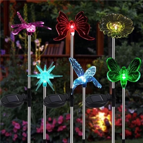 Accents 6 Pack Solar Garden Stake Lights Outdoor Solar Butterfly